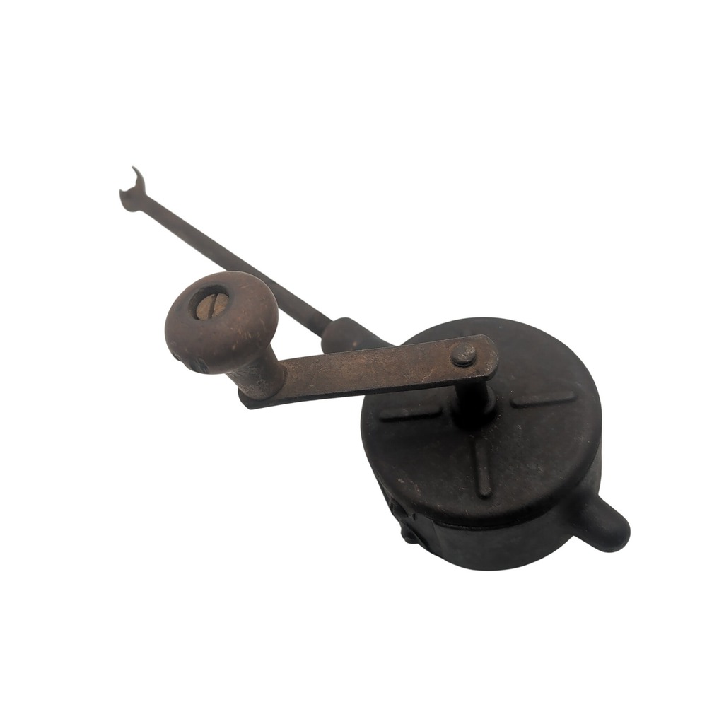 Vintage Hand Crank Valve Grinder Tool Black Cast Iron Antique Mechanical Tool